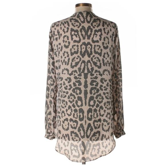 Single Los Angeles Tan & Black Abstract Animal Print Hi Low Blouse Sz Medium - Picture 2 of 8